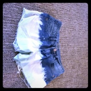 White and blue jean Justice shorts